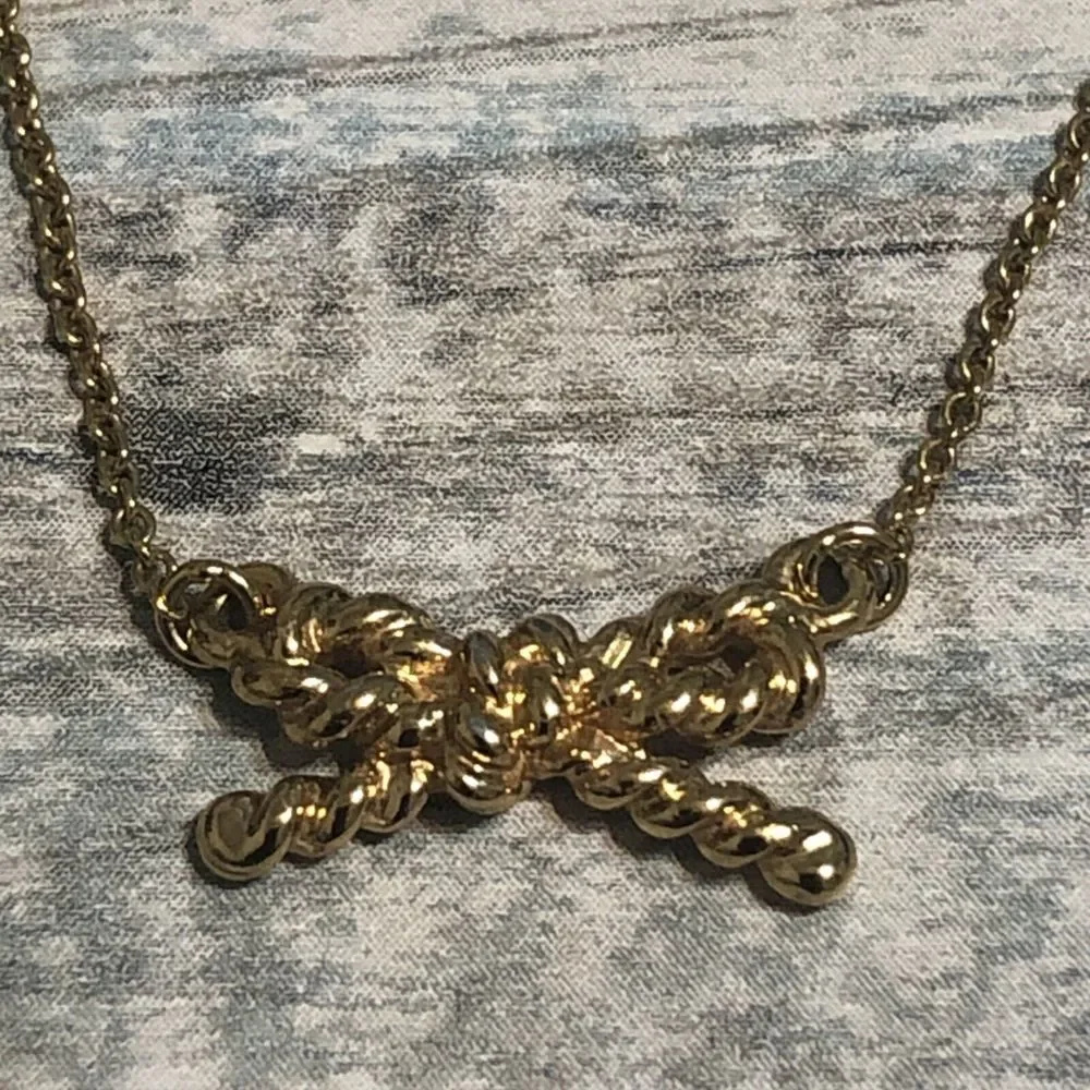Kate Spade Mini Bow Necklace Twist Gold Tone 18
